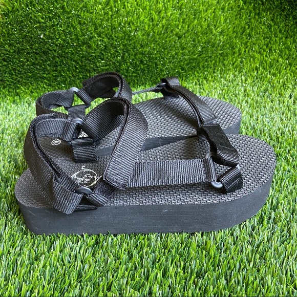 Shoes | Black Platform Foam Velcro Sandals | Poshmark